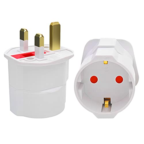 UK Adapter Reiseadapter [2 Pack] England Deutschland Stecker, Stromadapter Reisestecker Schuko EU zu UK Steckdose Schottland Irland Travel Plug, Reiseadapter Typ G EU zu UK Adapter
