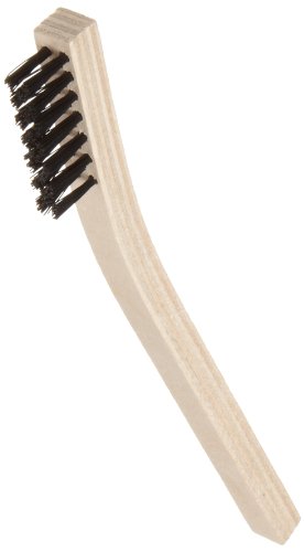 Image of Weiler 44637 0.012 inch Wire Size, 7-1 /2 inch X 1 /2 inch Block Size, 3 X 7 No. Of Rows, Straight Black Nylon Fill, Wood Block, Small Hand Scratch Brush