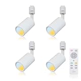 Allegro Lighting スポットライト ダクトレールライト LED一体型 調光調色 リモコン 100W形相当 大光量1100lm LED電球内蔵 ライティングレール専用 レールライト 電球色 自然色 昼白色 ダクトレール用照明 LED 一体式 おしゃれ スポット照明 ダイニング (ホワイトの器具-調光調色-リモコン付き*1, 4セット)