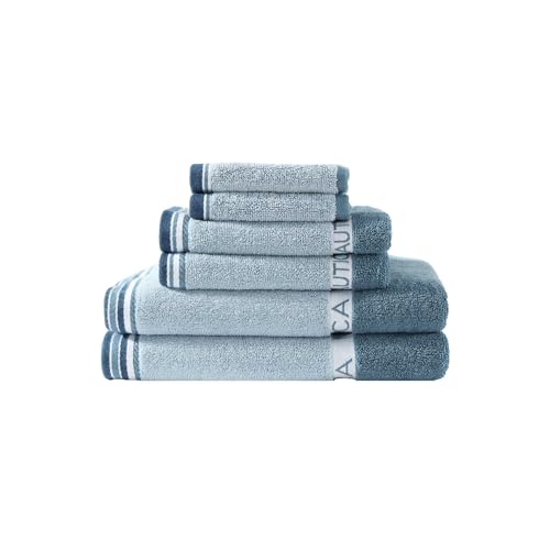 Image of Nautica - Cotton Hand, Fingertip & Bath Towel Set, 6 Pack Towels