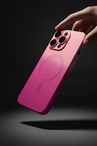 Image of amazon basics Gradient Mag-Safe Case for iPhone 16 Pro Max | Soft Silicone Shockproof Cover with Camera Protection | Slim Lightweight Design | Smooth Touch & Durable - Light and Dark Pink