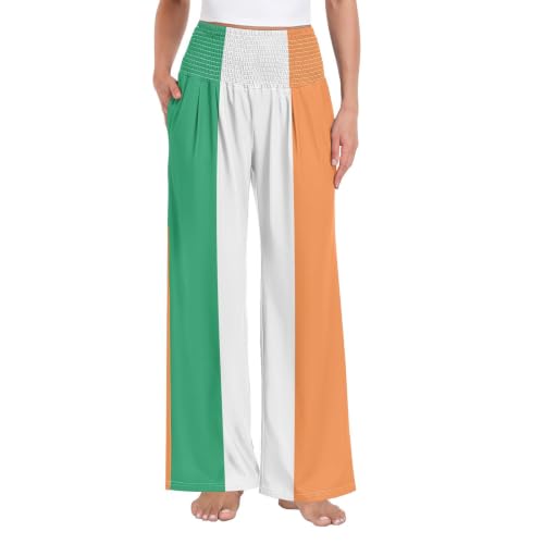 Pantalon large femme Irlande décontracté taille élastique fluide