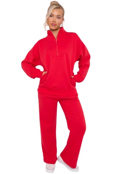 Combinaison polaire rouge femme demi-zip pour rester au chaud sans sacrifier votre style à la maison