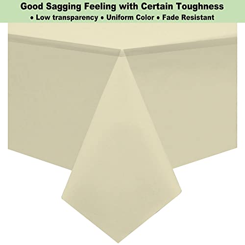 Plastic Ivory Tablecloths 3 Pack Cream Disposable Table Covers 54" X 108" Milky White Table Cloths For Bridal Shower Parties Picnic Engagements Weddings Birthdays, Fits 6 To 8 Foot Rectangle Tables #TOP2