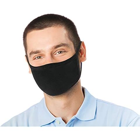 Saris and Things 4 Pk Unisex Black Washable Reusable Face Mask & Mouth Cover for Men and Women -2 Layers Breathable Cotton Fabric - Made in USA Cover