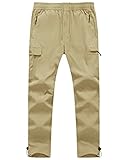 BGOWATU Hiking Pants for Men, Lightweight Quick Dry Cargo Pants, Stretch Outdoor Sports Pants for Men, Mens Fishing Pants Khaki 3X