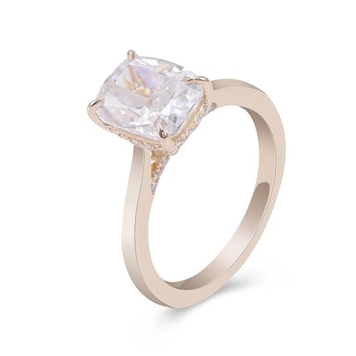 Stunning 4.0CT Elongated Cushion Cut Moissanite Hidden Halo Engagement Ring - Elegance Redefined for Your Forever Vow