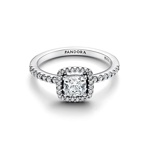 PANDORA Damen-Ring Silber Funkelndes Quadrat Heiligenschein 193555C02-60 Ringgröße 60/19,1