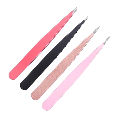 PATKAW 4 Piezas Clip De Ceja De Color Pinzas Desplumadoras Maquinilla De Afeitar Facial Pinzas Para Extensiones De Pestañas Kit De Cejas Pinzas Para El Cabello Acero Inoxidable