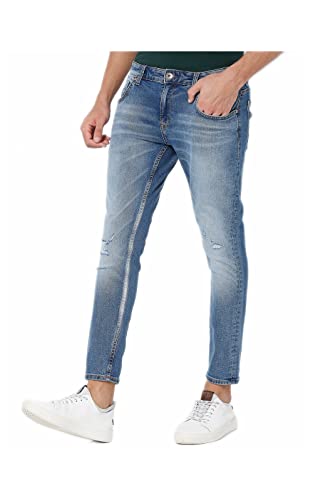 Image of Spykar Men's Kano Slim Fit Mid-Rise Jeans (Ankle Length)