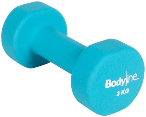 Bodyline Hantel aus Gusseisen mit Neoprenüberzug 3 kg – stoßfest und rutschfest – einzeln – Fitnessstudio und HomeGym, Himmelblau Bodyline Hantel aus Gusseisen mit Neoprenüberzug 3 kg – stoßfest und rutschfest – einzeln – Fitnessstudio und HomeGym, Himmelblau