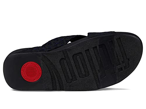 Fitflop™ Women's Lulu Geo-Webbing Cross Slide Sandal, Black Mix, Size 6 #TOP2