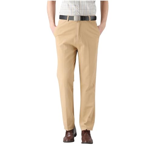 Finelylove Dress Pants for Men Regular Fit Stretch Chino Pants Flat Front Straight Business Work Pants Casual Trousers