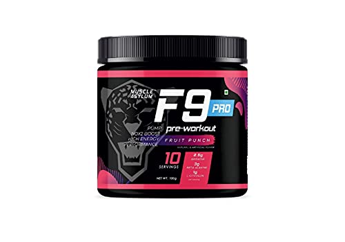 Image of Muscle Asylum F9 PRO Pre-Workout - 10 Servings, 100 gm (Fruit Punch) | Boosts Energy & Endurance | Improves Focus