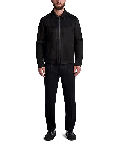 KARL LAGERFELD Men's Faux Suede Full Zip Jacket