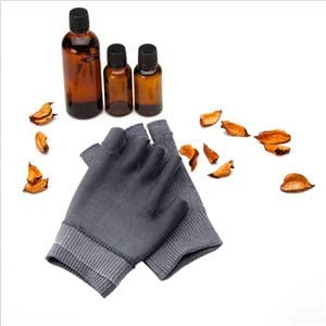 1 Pair Moisturizing Spa Gloves Half Finger Touch Screen Gloves Gel Glovers Gel Line with Essential Oils and Vitamin E for Dry Cracked Hand (Grey)