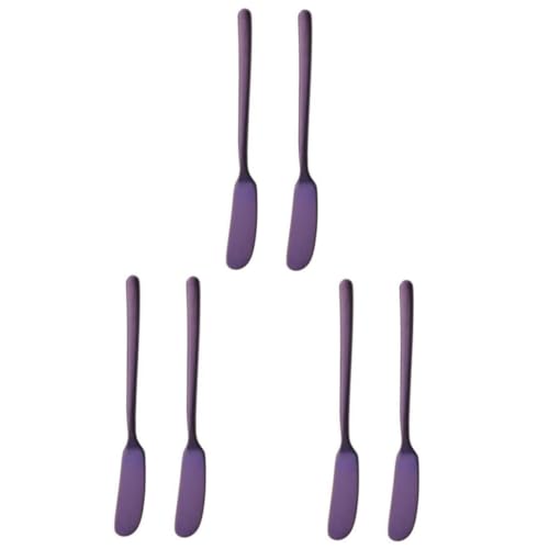 BRIGHTFUFU 6 Pcs Stainless Steel Blade Butter Spatula Cheese Spreaders Kitchen Spatula Scraper Butter Applicator Wiping Jam Cream Spreaders Butter Spreaders Butter Knife Butter Grater Purple