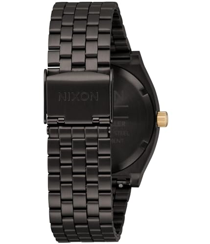 Image of NIXON Time Teller A045 - 100m Water Resistant Men's Analog Fashion Watch (37mm Watch Face, 19.5mm-18mm Stainless Steel Band), Gunmetal /Blackberry /Gold, One Size, Time Teller