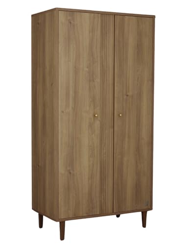 Sauthon Armoire 2 Portes avec détail Imitation Bois texturé et Pieds Bois