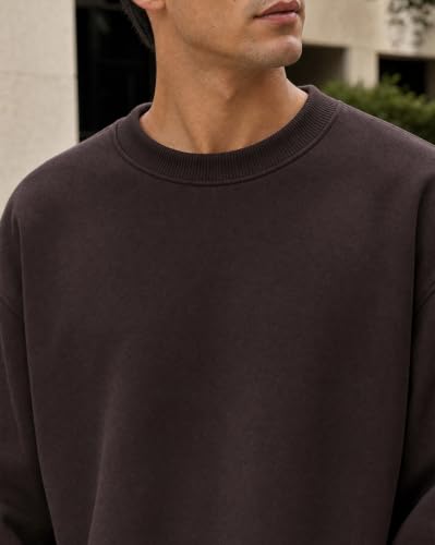Image of Nobero Oversized Sweatshirts for Man Stylish Crew Neck | 280 GSM Rich Cotton Fleece Solid Oversized Fit Full Sleeve Sweatshirt for Men | Stylish Casual Wear Winter Sweatshirt for Men