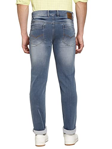 Image of Cantabil Cotton Denim Flat Front Mid Rise Full Length Regular Fit Casual Jeans for Men | Denim for Mens | Mens Full Length Cotton Casual Jeans (P MDNM00188 DARKMERCERISED)