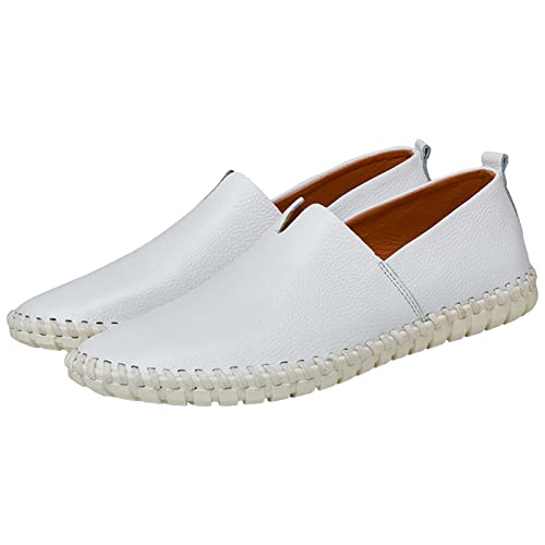 Men's Genuine Leather Loafer Flats Slip-On Soft Handmade Sole Summer Hollowed Casual Driving Shoes3
