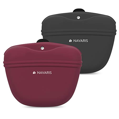 Navaris Hunde Futterbeutel aus Silikon 2er Set - 2X Snackbeutel mit Clip und Magnet - Futtertasche Leckerlis Trockenfutter Nassfutter