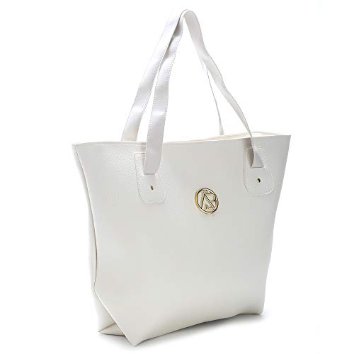 Kit 2 Bolsas, Bolsa Feminina Tipo Sacola Grande+ Bolsa Quadrada Ana Pessoni (Creme)