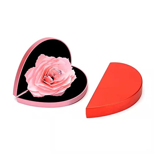 TJLSS Propozycja w kształcie serca w kształcie serca Wedding Ring Display Holder Case do przechowywania biżuterii Pudełko na propozycje Opakowanie na pierścionek Display (kolor: różowy, rozmiar: 12 *