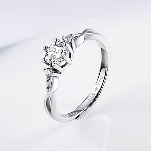 ANAZOZ Moissanite Rings for Women, Promise Rings for Women S925 Sterling Silver 0.5ct D Color VVS1 Moissanite Engagement Ring Adjustable, with GRA Certificate4