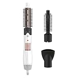 Conair Double Ceramic 3-in-1 Hot Air Brush, Interchangeable Attachments: 1¼-Inch Thermal Brush, ¾-Inch Boar and Nylon Bristle Brush, and Concentrator, Voluminous Curls & Straight Styles, White