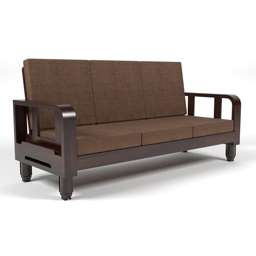 Image of Solid Sheesham Wood 5 Seater Sofa Set 3+2 | Wooden Sofa Chair for Living Room | Durable & Comfortable Seating Sofa for Home (Design 2)