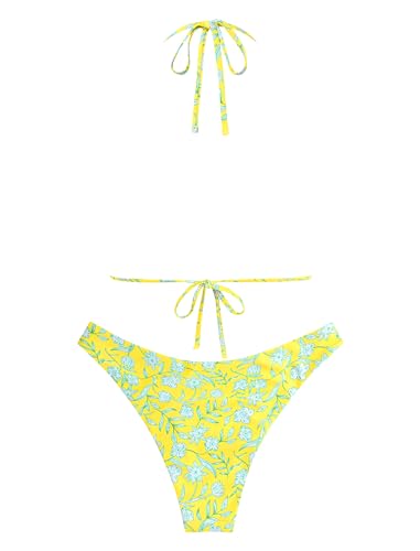 Image of ZAFUL Womens Halter Bikini Sets Triangle Bikinis High Cut Swimsuits 2 Piece Bathing Suits Sexy Swimwear