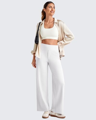 Image of G4Free EverGoing Wide Leg Ankle Pants for Petite Women with Pockets Stretch | Moisture Wicking, 4-Way Stretch, 7 /8 Ankle Length, Faux Fly Detail, Faux Back Pockets, Yoga To Casual Wear