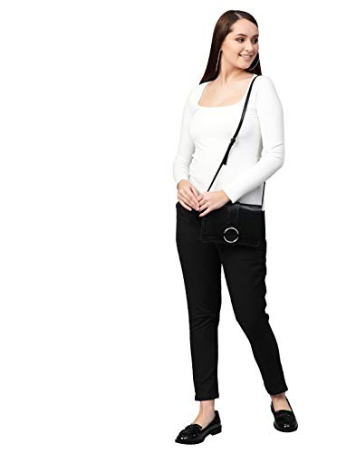 Image of Yash Gallery Women's Regular Fit Mid Rise Solid Cotton Slub Ankle Length Regular Trouser Pant