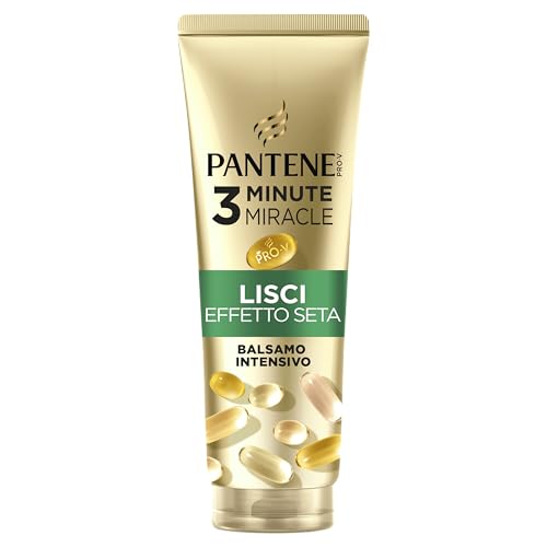 Pantene Balsamo 3 Minute Miracle Lisci Effetto Seta per Capelli Crespi Pro-V Active Nutri-Plex 220ml