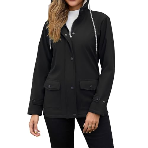 Veste softshell imperméable longue pour femme avec capuche doublée