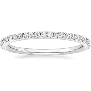 Eternity Damesring, 925 sterling zilver, met zirkonia kristal, in zilver, roségoud en goud, met steen en smal, 62, Edelmetaal,