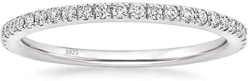 Bague Eternity en argent sterling 925 avec cristal zircone Bague pour femme en argent, or rose et...