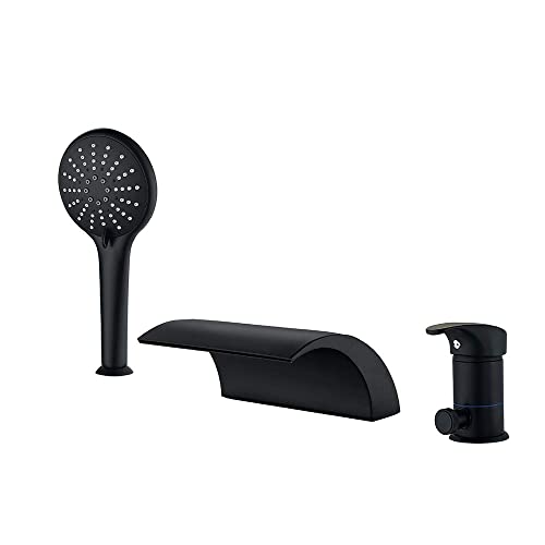 Robinet de baignoire en laiton mitigeur 3 trous noir montage sur pont