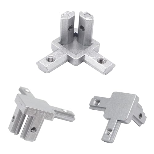Image of 12pcs 2020 3-Way Angel Bracket Corner Connector 2020 A num Extrusion Hardware T-Slot Accessories V-Slotted with Screws for 2020 A num Profile 3D Printer Frame Parts Silver