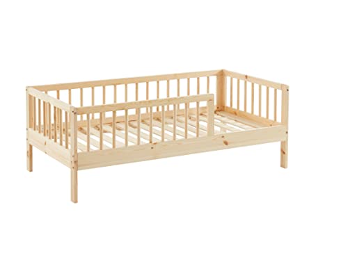 BAÏTA Cama Infantil Lou, Pino Natural Barnizado, 70 x 140 cm