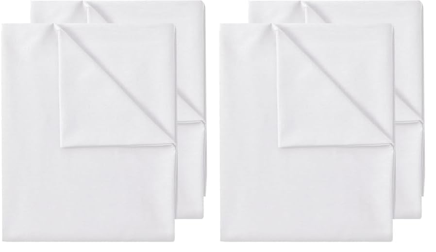Green Mark Textiles, confezione da 4 lenzuola matrimoniali cotone bianco/biancheria da letto, 250 x 150 cm, colore: bianco, 100% cotone