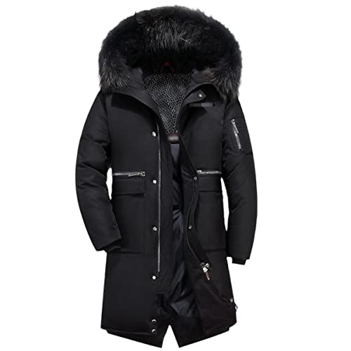 Manteau long en duvet de canard blanc, doudoune épaisse haut de gamme avec capuche en fourrure