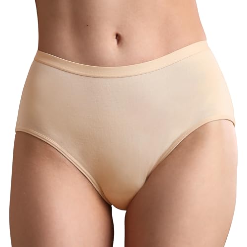 Leak Proof Incontinence Underwear for Women Washable Absorbent Mid Waist Panties Postpartum Bladder Control 1 Pack (Beige, XL)
