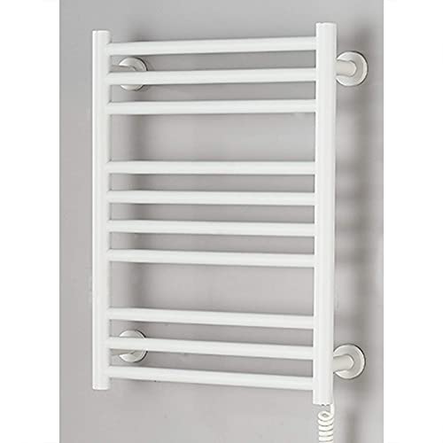 ZQFIDFYR Towel Warmer/Electric Towel Warmer Drying Towel Rack, Bathroom Wall Mounted Heated Towel Rail Radiator, 304 Stainless Steel Carbon Fiber Electric Heated Towel Rack (White Plug in)