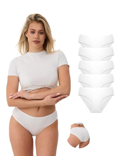 ALYA Premium Underwear for Women Mid Rise Womens Knickers Breathable Organic Cotton Pants for Women Comfortable Ladies Knickers (XL White (P05))