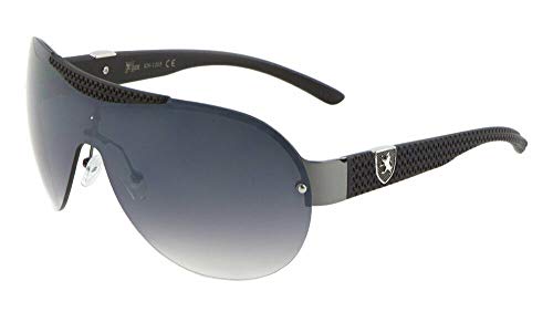 Khan Semi Rimless Sport Shield Wrap Around Aviator Sunglasses