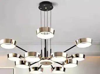 Sanleen Enterprises Hexagonal Tricolor Antique Modern Layered Chandelier- Multicolor