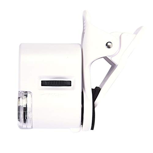 FHJZXDGHNXFGH-UK 60X HD Universal Mobile Phone Microscope Macro Lens Optical Zoom Magnifier Micro Camera Clip With LED Light Phone Lens
